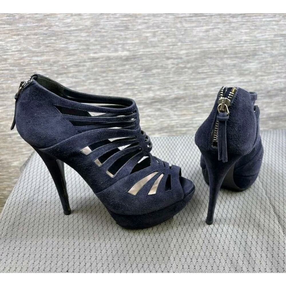 MIU MIU Gladiator Suede Sandals Women's Size EU 36 US 6 Purple Back Zip Closure